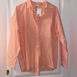 h&m orange and white button down